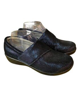 Alegria Lauryn Glitter Leather Comfort Shoes Sz 37 (EU) Blue Hook and Loop
